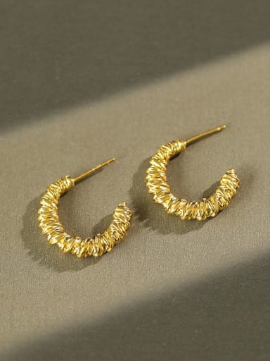925 Sterling Silver Simple geometric  twist circle earrings