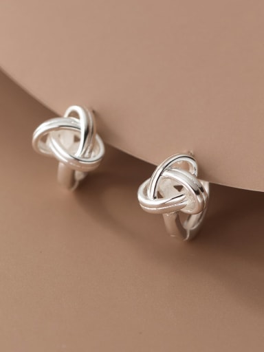 925 Sterling Silver Geometric Knot Minimalist Stud Earring