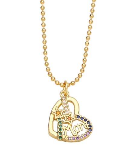 C Brass Cubic Zirconia Crown Vintage Heart Pendant Necklace
