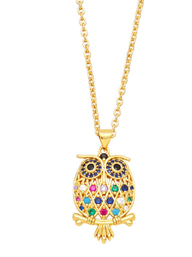 B Brass Cubic Zirconia Owl Vintage Necklace