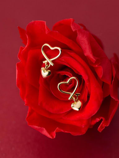925 Sterling Silver With Gold Plated Minimalist Hollow Heart Stud Earrings