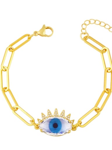 blue Brass Enamel Evil Eye Vintage Link Bracelet