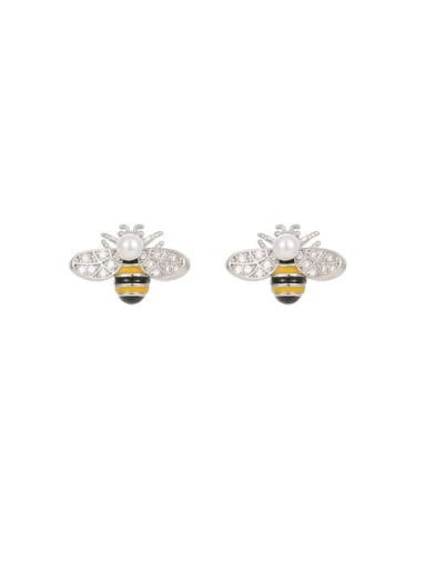 925 Sterling Silver Cubic Zirconia Bee Cute Stud Earring