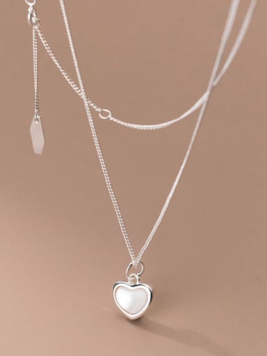 Necklace Silver 925 Sterling Silver Shell Heart Minimalist Necklace
