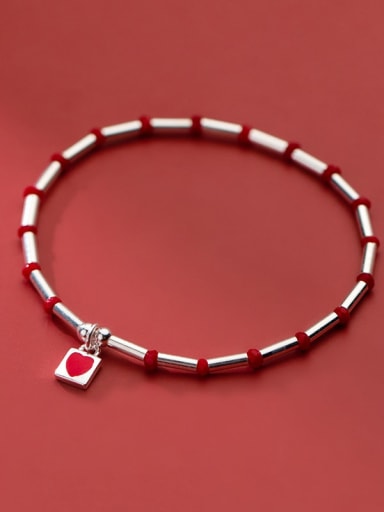 925 Sterling Silver Geometric Minimalist Handmade Beaded Bracelet