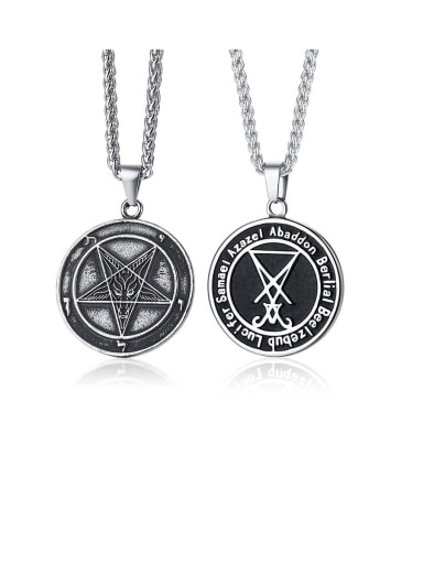 Style 3 (without chain) Titanium Round Vintage  Positive and negative pendant Necklaces