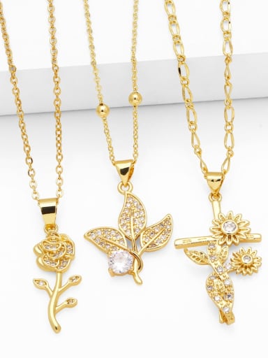 custom Brass Cubic Zirconia Rosary Trend Necklace