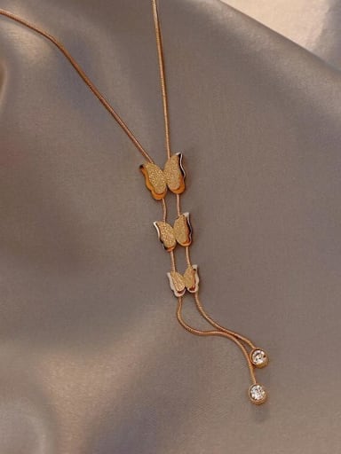 Titanium butterfly Tassel Minimalist Necklace