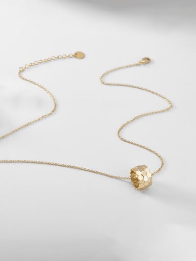 Brass Smooth Geometric Minimalist  Honeycomb Transfer Bead Necklace