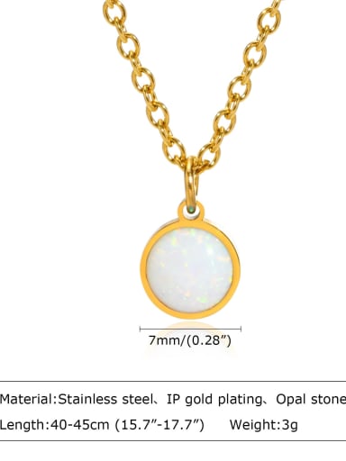 White opal 40 +5cm Titanium Steel Opal Geometric Vintage Necklace