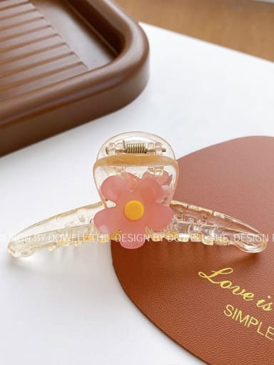Small pink flower 9.6cm Alloy  Acrylic Trend Flower Jaw Hair Claw