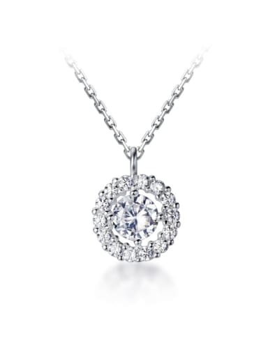 925 Sterling Silver Simple diamond Round pendant Necklace