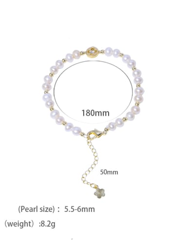 Brass Freshwater Pearl Round Minimalist Beaded Bracelet