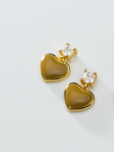 925 Sterling Silver Enamel Heart Minimalist Drop Earring