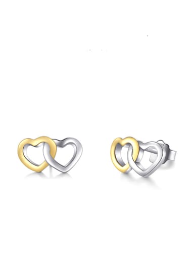925 Sterling Silver Hollow  Heart Minimalist Stud Earring
