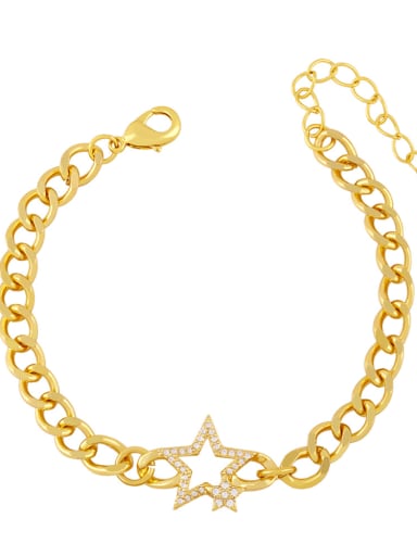 Brass Cubic Zirconia Star Trend Hollow Chain Bracelet