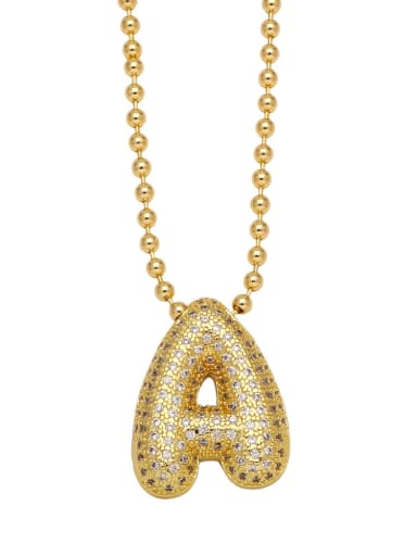 A Brass Cubic Zirconia Letter Vintage Necklace