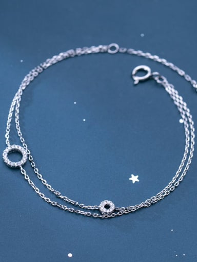 925 sterling silver  fashion hollow round minimalist strand bracelet