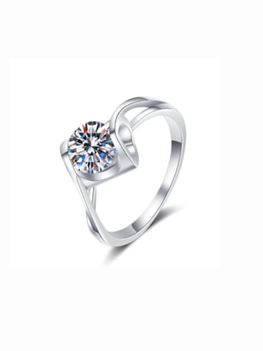 1 CT Moissanite 925 Sterling Silver Moissanite Heart Classic Band Ring