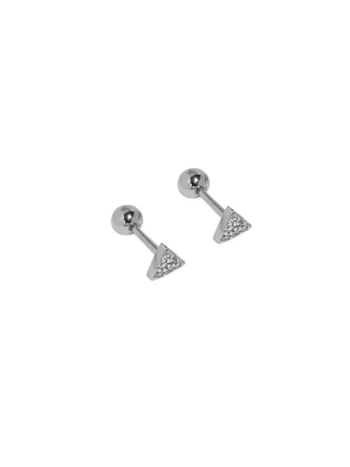 M0146 [triangle] 925 Sterling Silver Cubic Zirconia Geometric Vintage Stud Earring