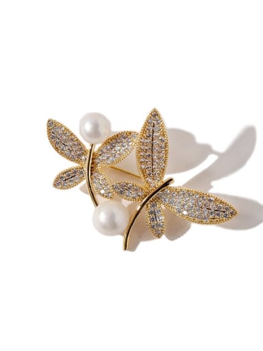 Copper Cubic Zirconia White Butterfly Luxury Brooches