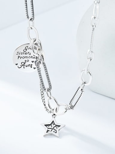 925 Sterling Silver Hollow Star Vintage Necklace