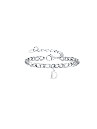 D Stainless steel Letter Hip Hop Link Bracelet
