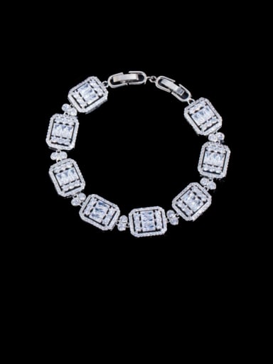platinum Brass Cubic Zirconia Geometric Luxury Bracelet