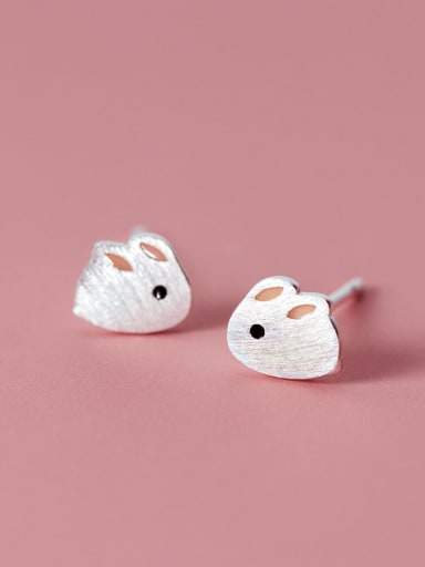 custom 925 Sterling Silver Rabbit Cute Stud Earring