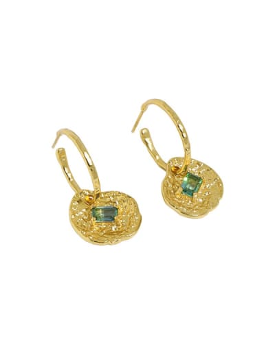 18K gold [with pure Tremella plug] 925 Sterling Silver Cubic Zirconia Geometric Vintage Huggie Earring