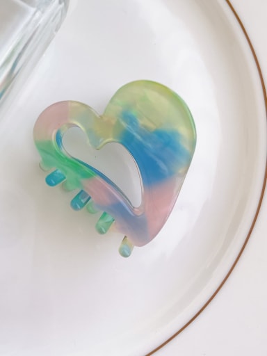 Blue green 4.5cm Cellulose Acetate Minimalist Heart Alloy Jaw Hair Claw