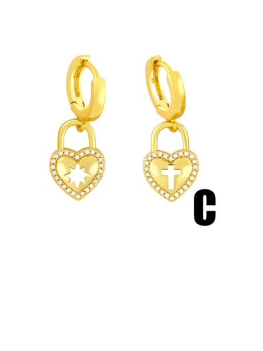 C Brass Cubic Zirconia Star Vintage Huggie Earring