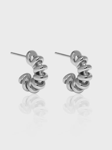 925 Sterling Silver Geometric Vintage  Twist C Shape Stud Earring