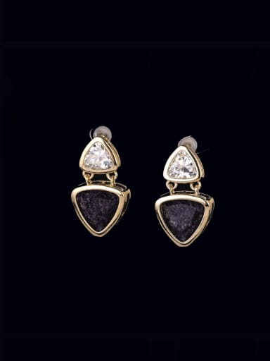 purple Brass Glass Stone Geometric Minimalist Drop Earring