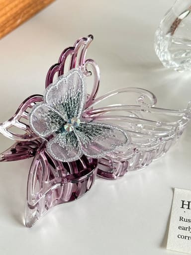 Purple 10.5cm Fabric Trend Butterfly Resin Jaw Hair Claw