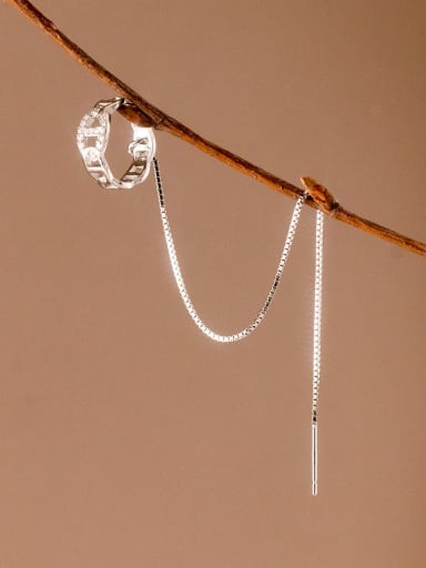 925 Sterling Silver Geometric  Tassel Minimalist Single Earring(Single -Only One)