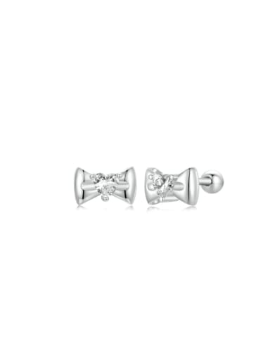 925 Sterling Silver Cubic Zirconia Bowknot Dainty Stud Earring