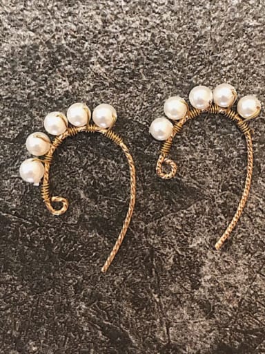 925 sterling silver imitation pearl Irregular minimalist hook earring