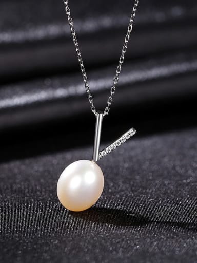 WH 8D11 925 Sterling Silver Freshwater Pearl Irregular Dainty Necklace