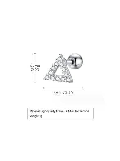 Single Stainless steel Cubic Zirconia Triangle Dainty Stud Earring