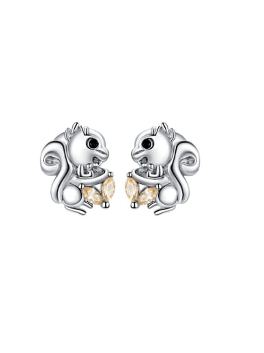 925 Sterling Silver Icon Squirrel  Cute Stud Earring
