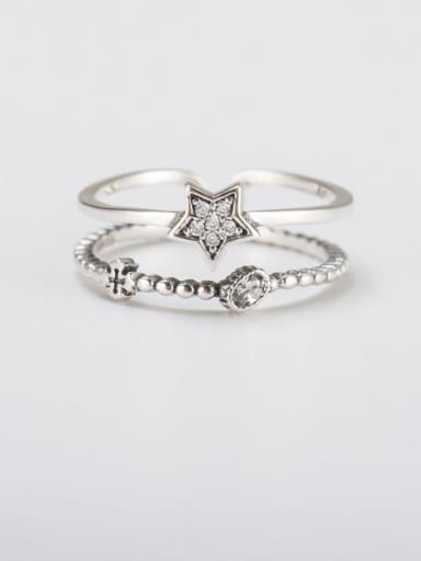 925 Sterling Silver Rhinestone Star Vintage Stackable Ring