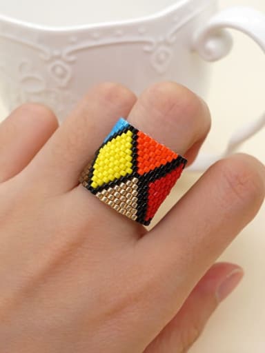 custom Miyuki Millet Bead Multi Color Geometric Bohemia Band Ring