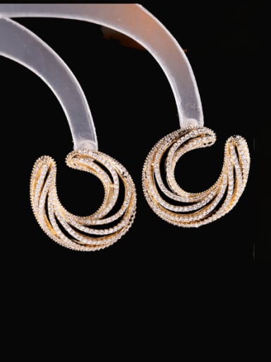 Brass Cubic Zirconia Geometric Luxury Multi-layer Cluster Earring
