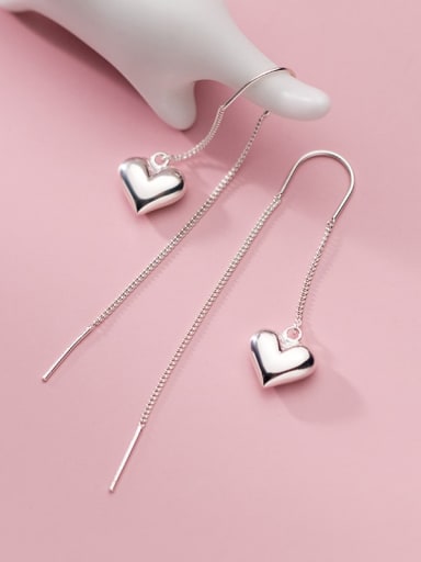 925 Sterling Silver Heart Minimalist Threader Earring