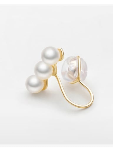 Brass Imitation Pearl Geometric Minimalist Clip Earring(Single)