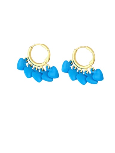 blue Brass Enamel Tassel Minimalist Huggie Earring