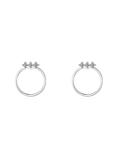 silver 925 Sterling Silver Rhinestone Geometric Minimalist Stud Earring