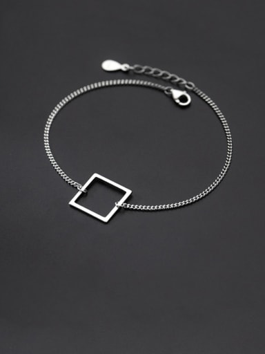 925 Sterling Silver Hollow Geometric Minimalist Link Bracelet