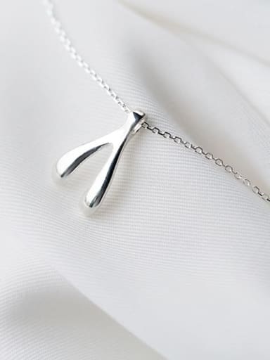 925 sterling silver Simple smooth  Y letter pendant necklace